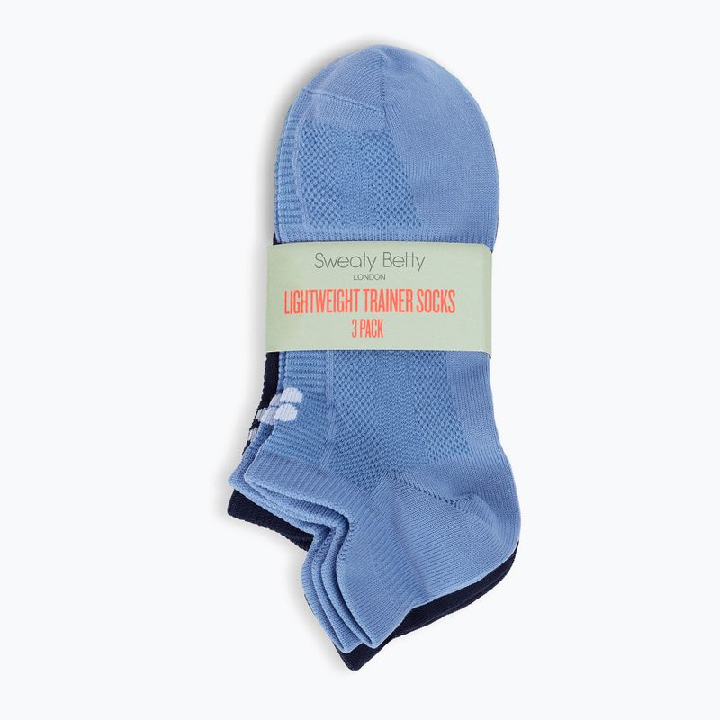 Damensocken Sweaty Betty Lightweight Trainer 3 pary fadedblue frenchnavy crea 2