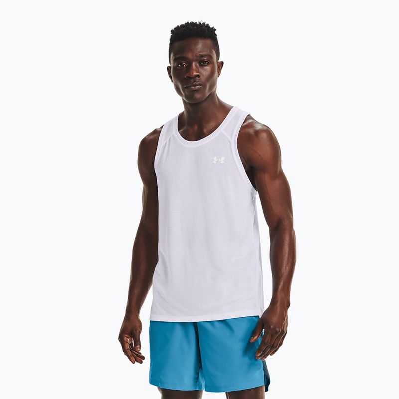 Herren Under Armour Streaker Singlet Lauftank Top weiß 1361468-100