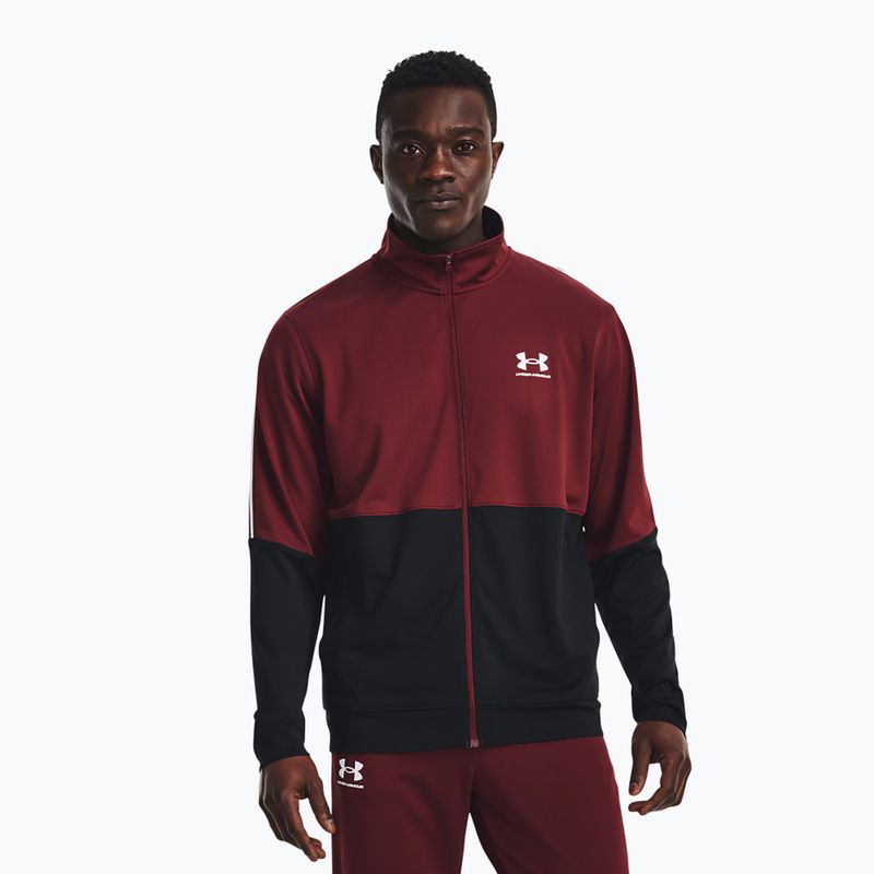 Under Armour Pique Track Herren Trainingspullover schwarz und kastanienbraun 1366202