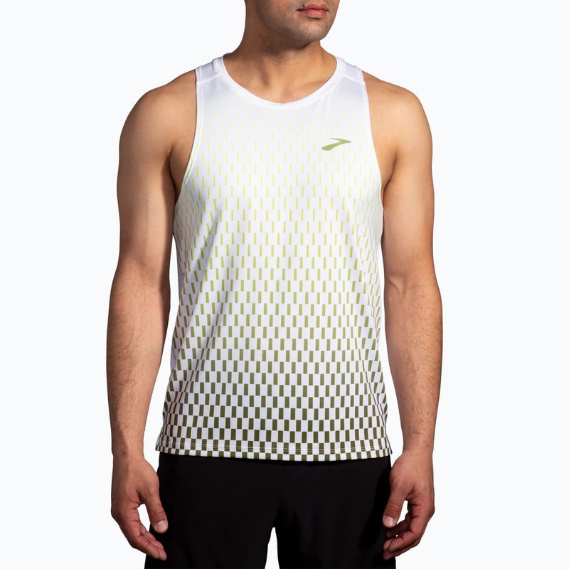 Herren-Lauftank-Top Brooks Atmosphere Singlet 2.0 weiß/interval gradient