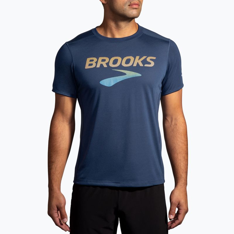 Laufshirt Herren Brooks Distance 3.0 blue slate/br logo