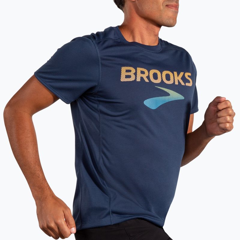 Laufshirt Herren Brooks Distance 3.0 blue slate/br logo 3