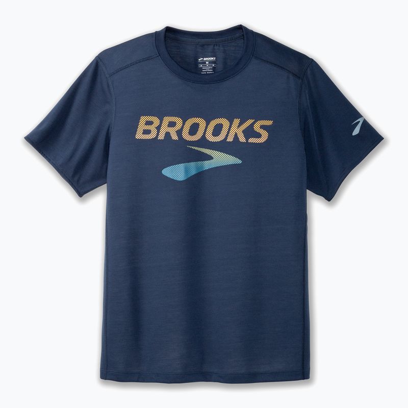 Laufshirt Herren Brooks Distance 3.0 blue slate/br logo 4