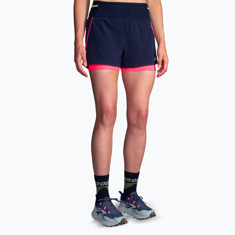 Laufshorts Damen Brooks High Point 3" 2IN1 2.0 navy/neo pink