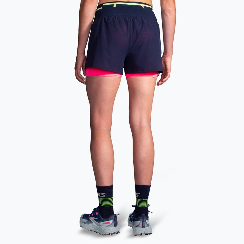 Laufshorts Damen Brooks High Point 3" 2IN1 2.0 navy/neo pink 2