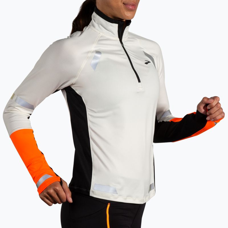 Lauf Sweatshrit Hoodie Damen Brooks Run Visible 1/2 Zip 2.0 ecru/fluoro flash/black 3