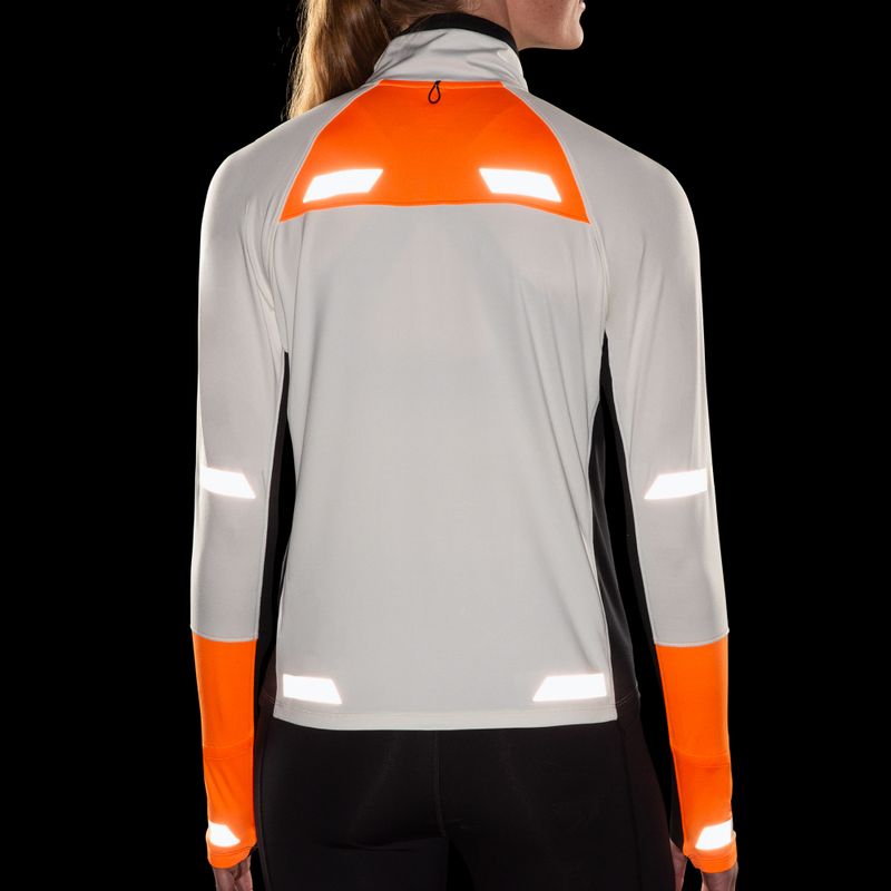 Lauf Sweatshrit Hoodie Damen Brooks Run Visible 1/2 Zip 2.0 ecru/fluoro flash/black 5