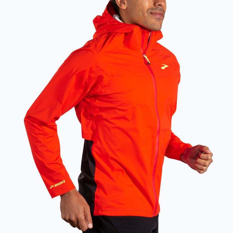 Herren Brooks High Point Waterproof Laufjacke Cherry Tomate/Phantom Grau 3