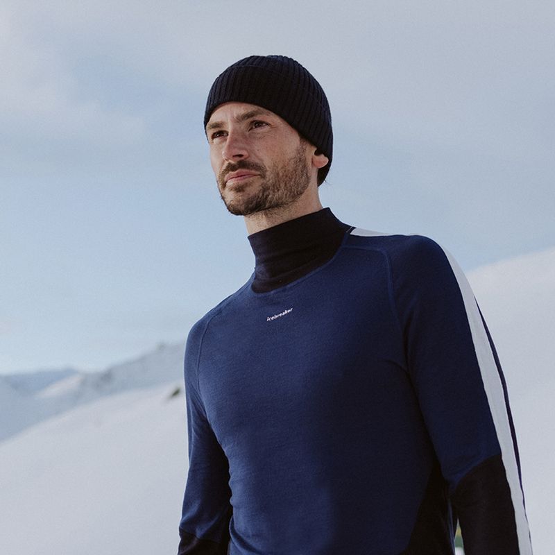 Herren Thermoaktivshirt icebreaker 200 Oasis Sonebula High Neck navy/royal navy/snow/cb 9