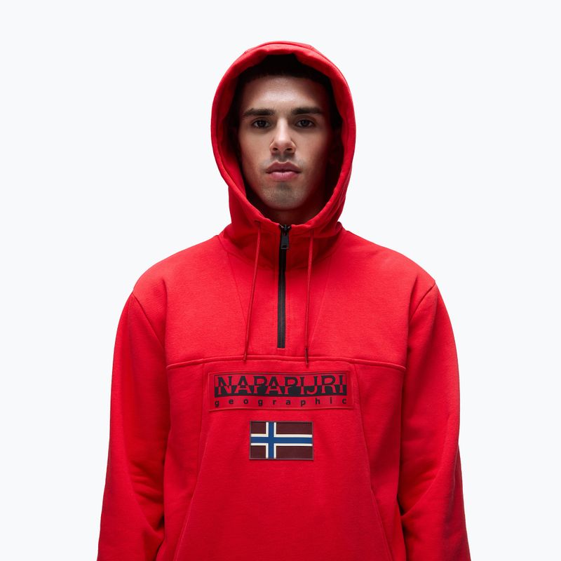 Herren Napapijri Burgee Half Zip Hooded 2.0 rot goji Sweatshirt 4