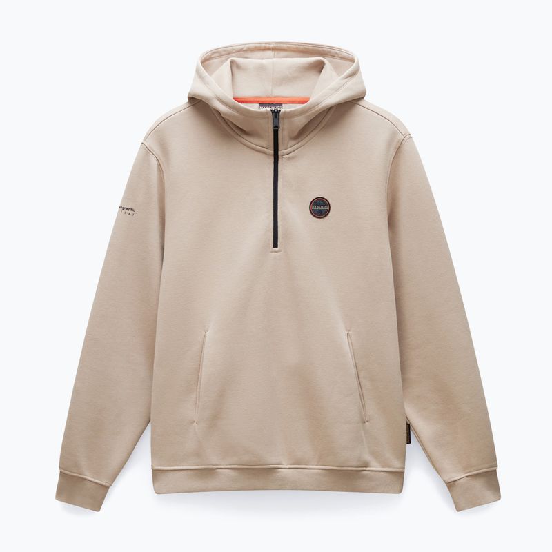 Herren Napapijri B-Badge Half Zip Hooded Sweatshirt beige rockig 5