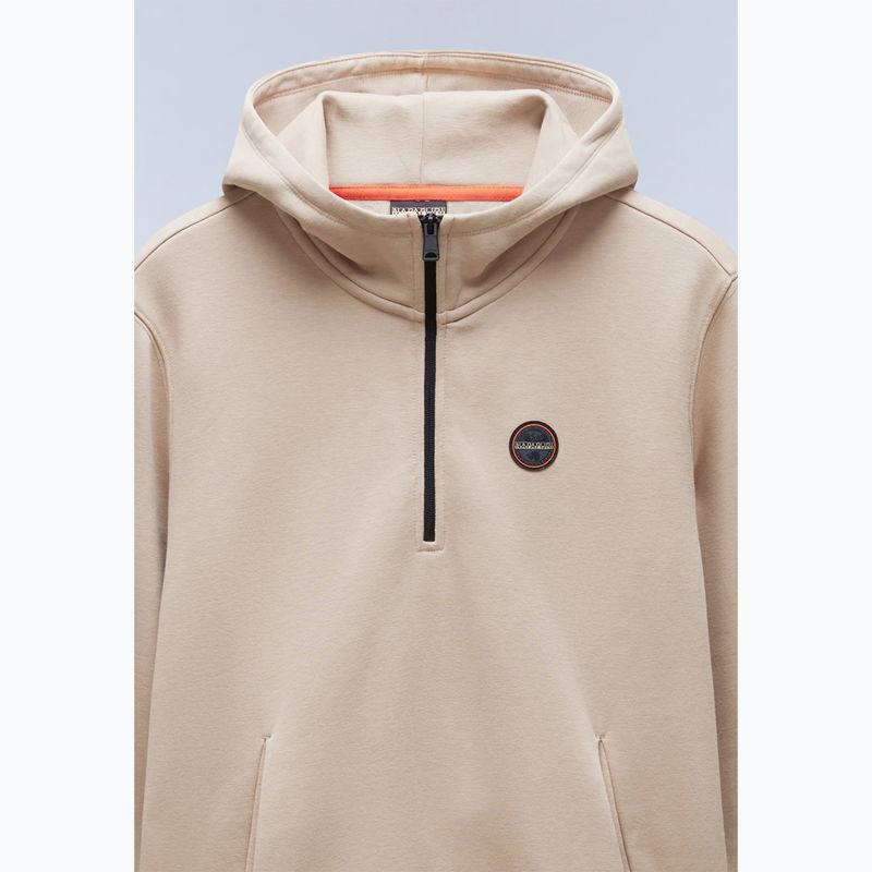 Herren Napapijri B-Badge Half Zip Hooded Sweatshirt beige rockig 7