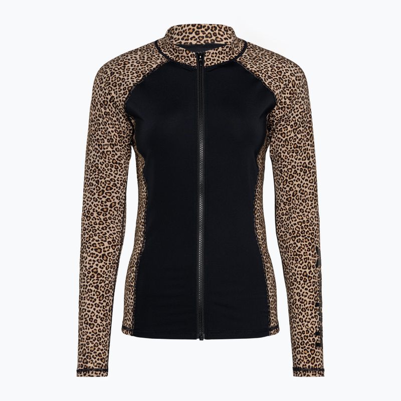 Hurley Leopard Zip Front Frauen brauner Zucker schwimmen Longsleeve