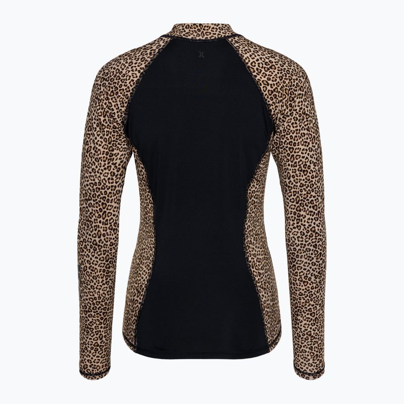 Hurley Leopard Zip Front Frauen brauner Zucker schwimmen Longsleeve 2