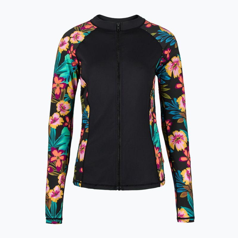 Hurley Damen Schwimmen Langarm Fiji Fantasy Zip Front Rashguard schwarz