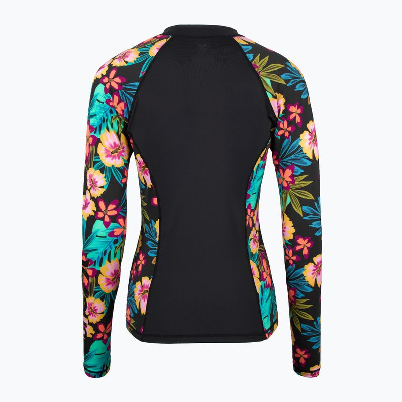 Hurley Damen Schwimmen Langarm Fiji Fantasy Zip Front Rashguard schwarz 2