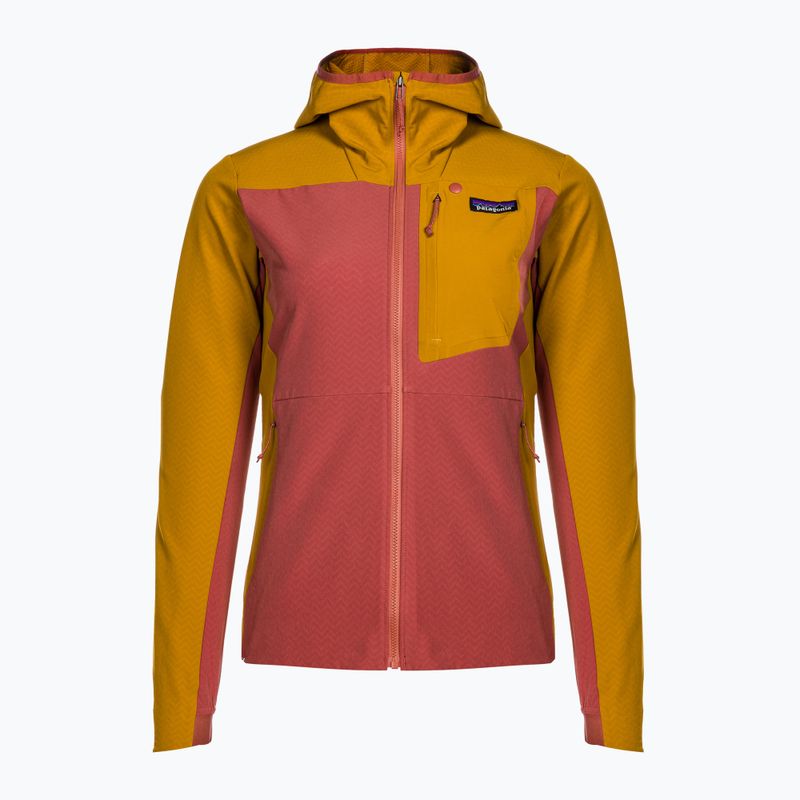 Damen Softshelljacke Patagonia R1 CrossStrata Hoody Wurzelholz rot