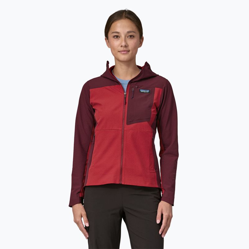 Damen Softshelljacke Patagonia R1 CrossStrata Hoody touring rot