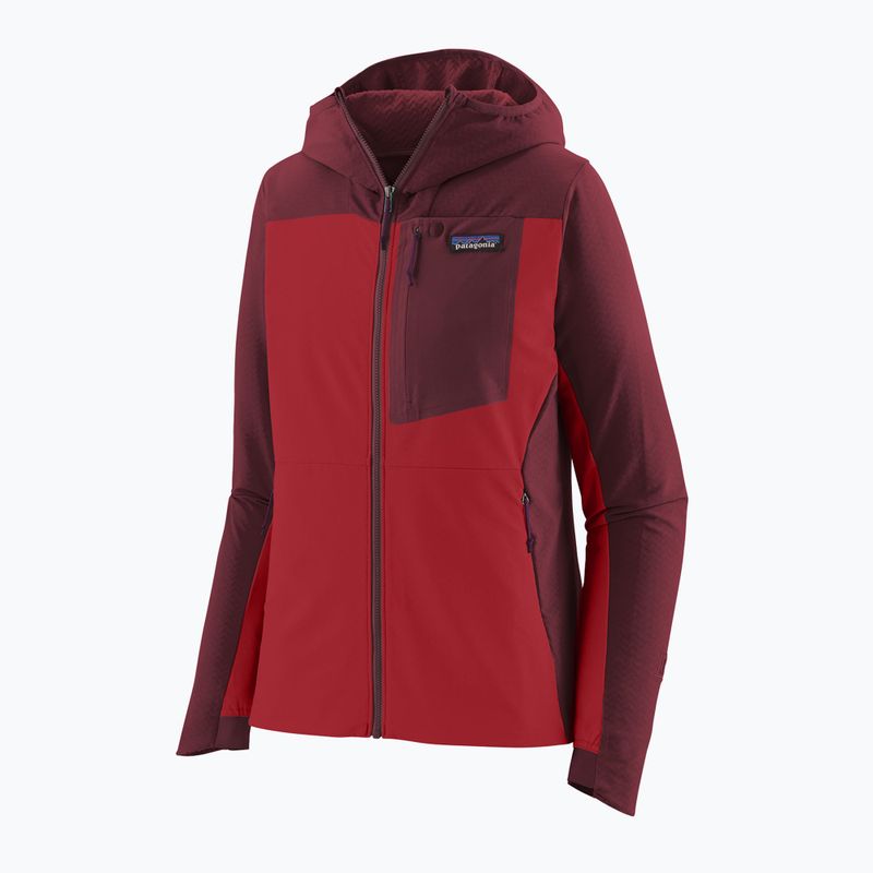 Damen Softshelljacke Patagonia R1 CrossStrata Hoody touring rot 9