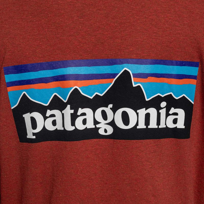 Damen-Trekking-T-Shirt Patagonia P-6 Logo Responsibili-Tee LS Wurzelholz rot