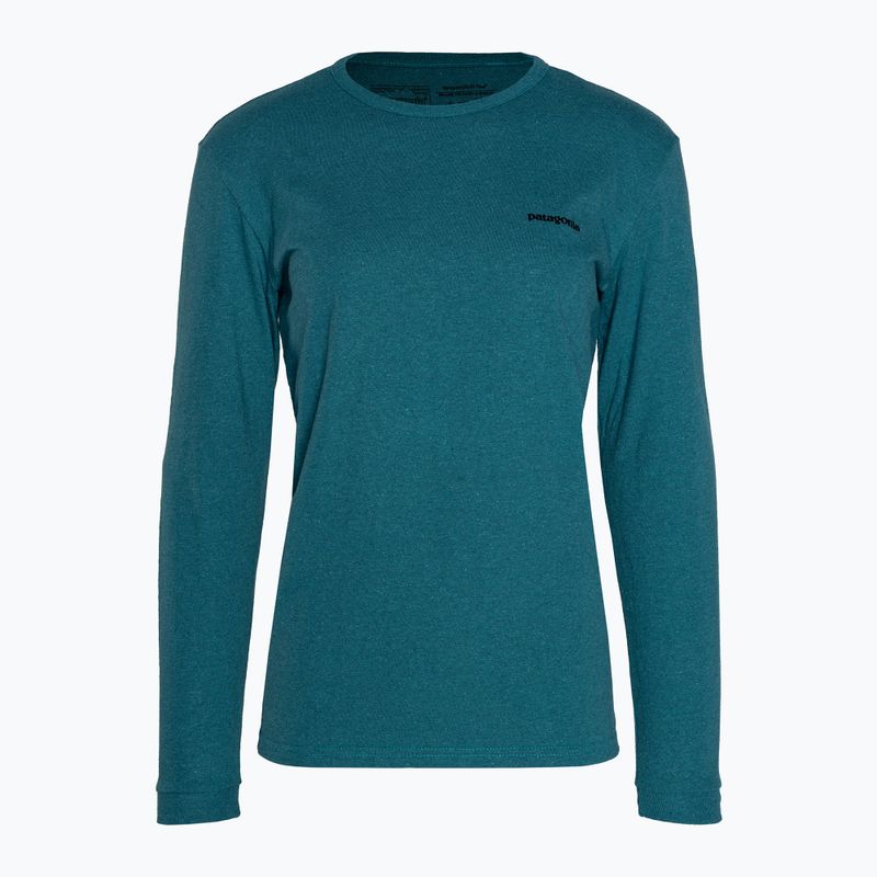 Damen-Trekking-Langarmhemd Patagonia P-6 Logo Responsibili-Tee belay blau