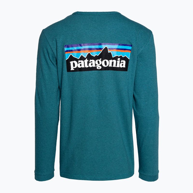 Damen-Trekking-Langarmhemd Patagonia P-6 Logo Responsibili-Tee belay blau