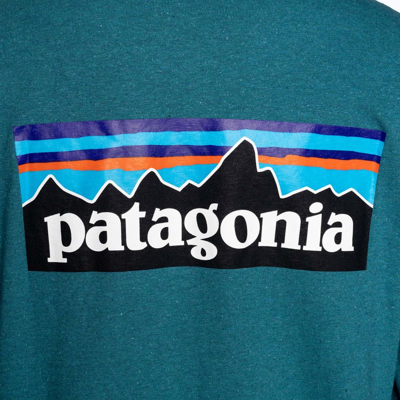 Damen-Trekking-Langarmhemd Patagonia P-6 Logo Responsibili-Tee belay blau