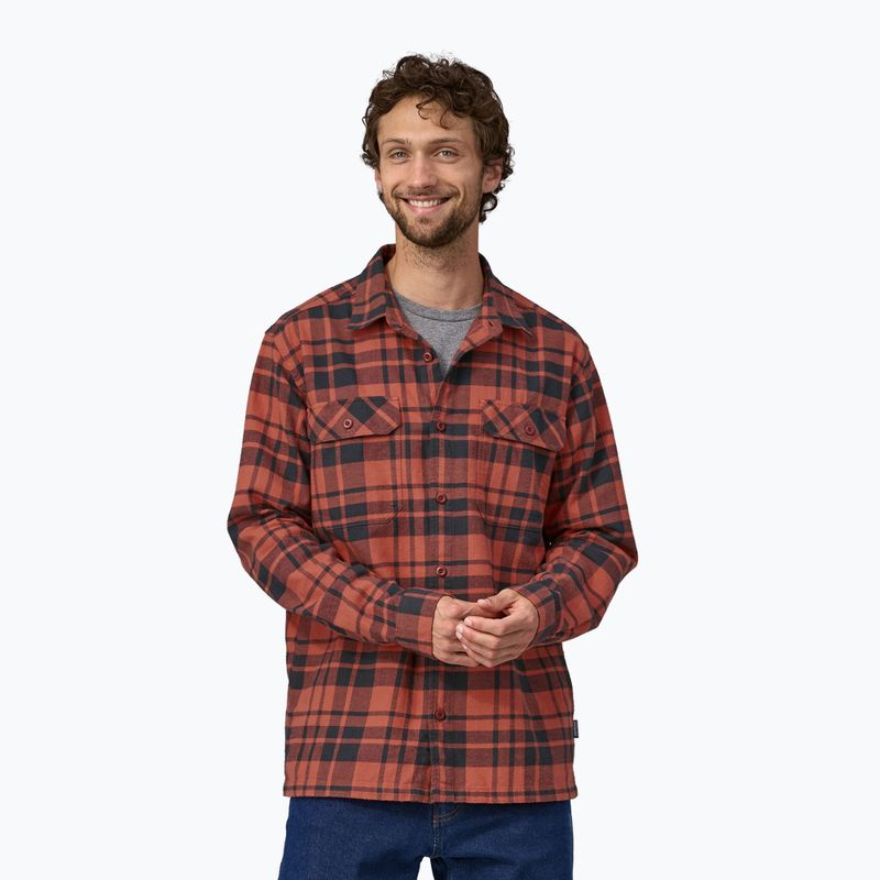 Herren Patagonia Bio-Baumwolle MW Fjord Flanell Hemd Eiskappen/Burl rot