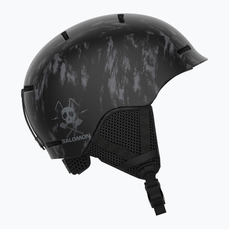 Kinderskihelm Salomon Player Combo + Skibrille XV Jr schwarz&tie/schwarz silber 7