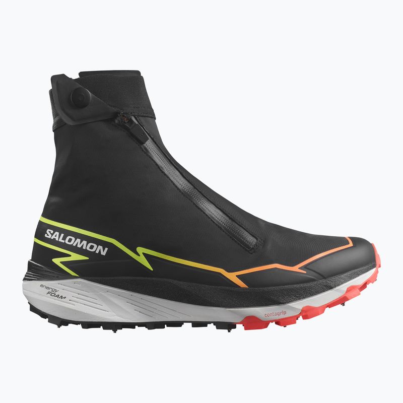 Salomon Herren Laufschuhe Winter Cross Spike schwarz/feurige Koralle/sicherheitsgelb 10