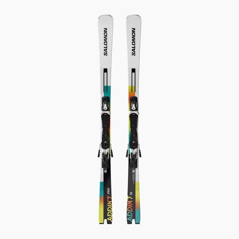 Abfahrtski Salomon Addikt Pro 76 + Schnürung MI12 GW white/black/capri breeze