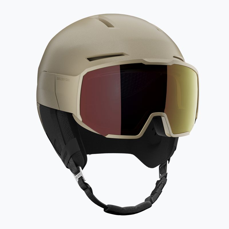 Salomon Osmo Pro Sigma Photo Skihelm hellbronze met/schwarz/pappy rot