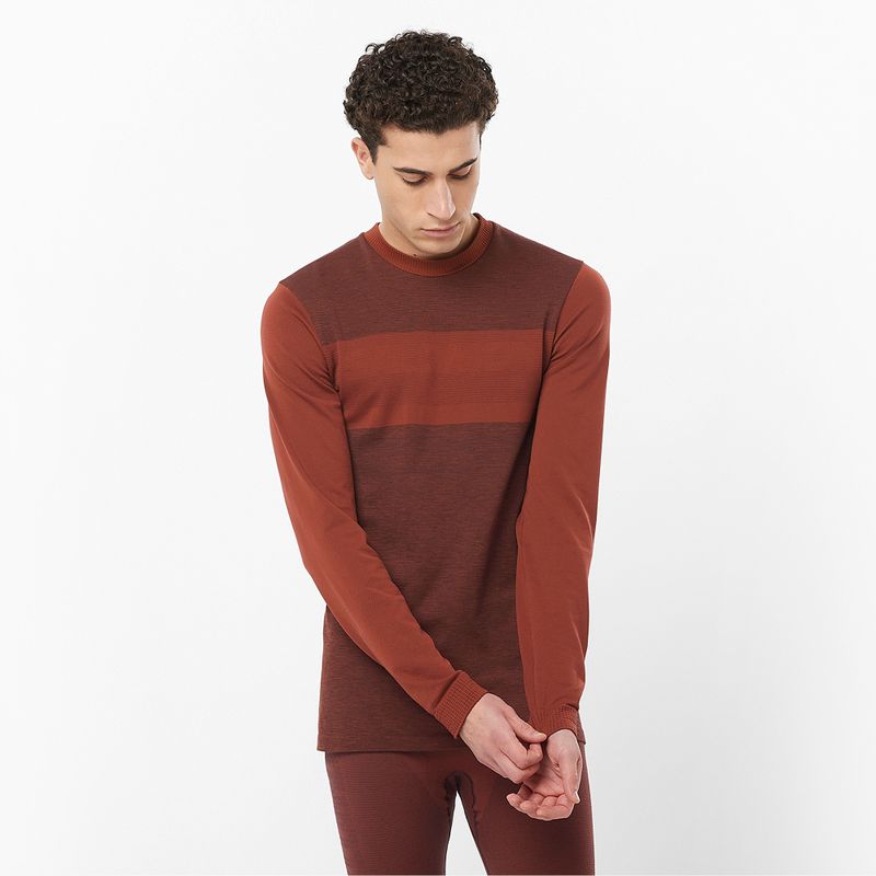 Thermoactives Longsleeve Herren Salomon Essential Wool rum raisin