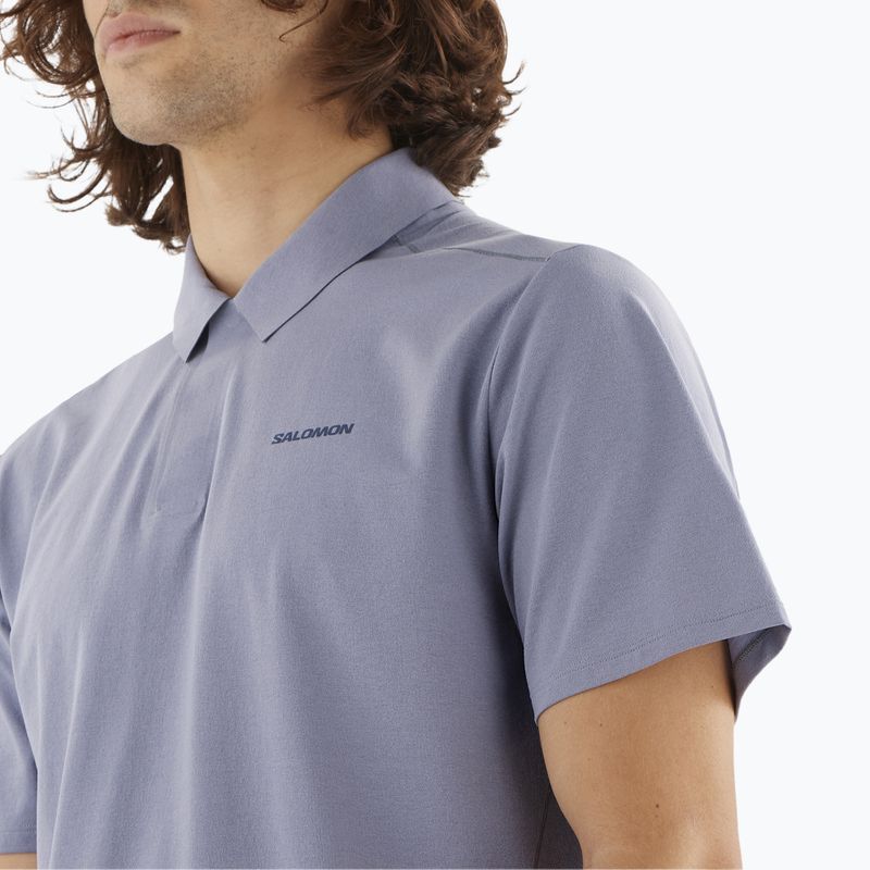 Herren Salomon Trackline Polo T-shirt blau granit 3