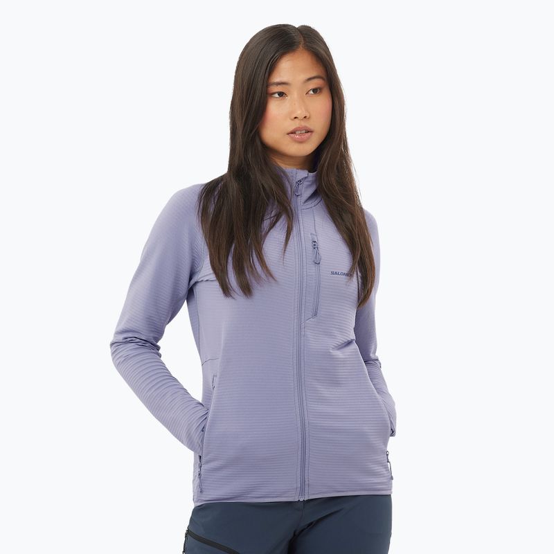Trekking Hoodie Sweatshirt Damen Salomon Lightwarm Full Zip blue granite