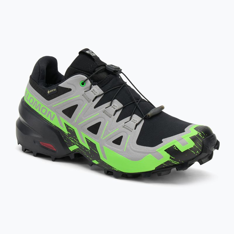 Herren Laufschuhe Salomon Speedcross 6 GTX schwarz/legierung/grüner Gecko