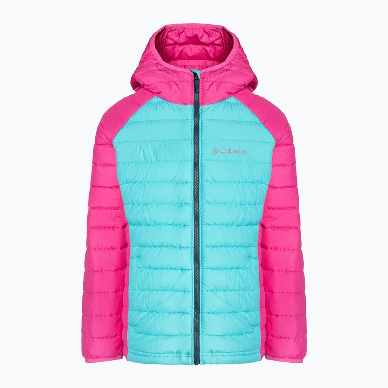 Columbia Powder Lite Hooded Kinder Daunenjacke Geysir/Rosa Eis