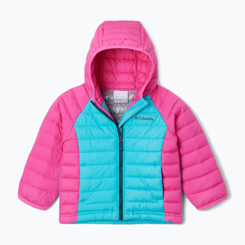 Columbia Powder Lite Hooded Kinder Daunenjacke Geysir/Rosa Eis 5