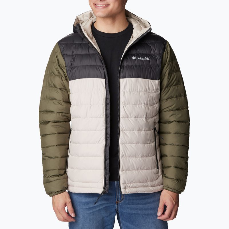 Herren Columbia Powder Lite Hooded Daunenjacke dunkel Stein/Hai/Stein grün