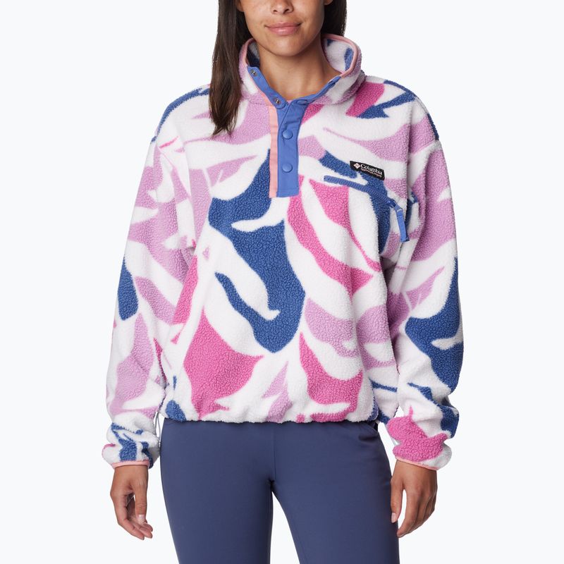 Columbia Damen Helvetia Cropped 1/2 Kosmos floristischer Druck/eve/salmon rose Fleece-Sweatshirt