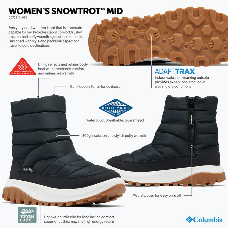 Damen-Winterstiefel Columbia Snowtrot Mid black/sea salt 10