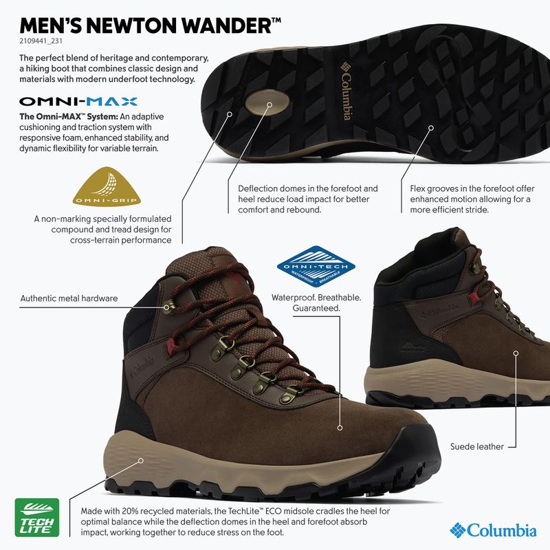 Herrenschuhe Columbia Newton Wander cordovan/spice 8