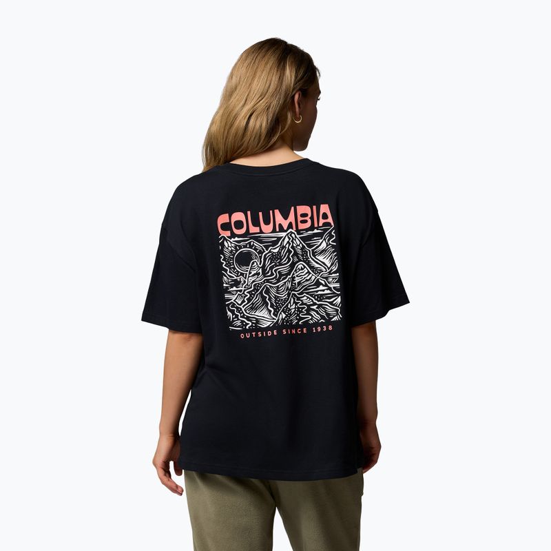 Damen-Trekking-T-Shirt Columbia Rolling Bend Graphic Oversized Tee black/mountainview 3