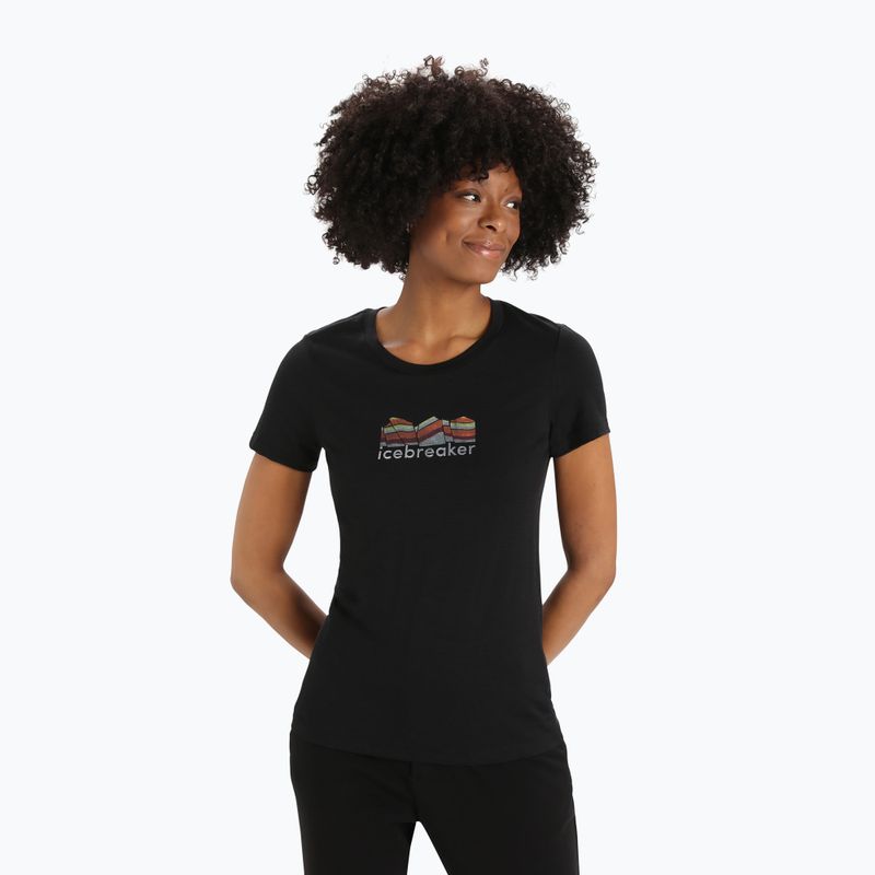 Damen Thermo-T-Shirt icebreaker Tech Lite II Mountain Geology schwarz IB0A56IS0011