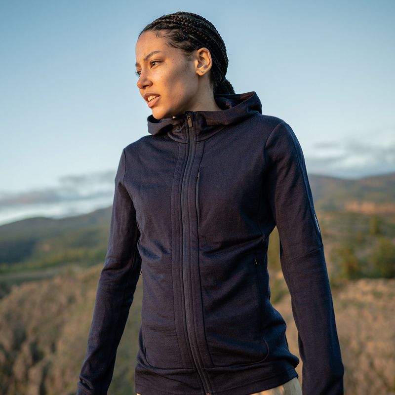 Icebreaker Damen-Trekkingjacke Quantum III LS Zip Hood navy blau 0A59JW 9