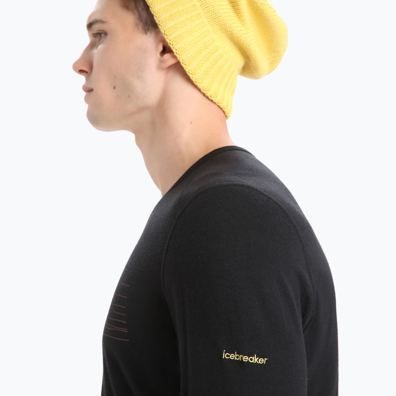 Icebreaker 200 Oasis Crewe Ski Stripes Herren Thermo-Sweatshirt schwarz 5