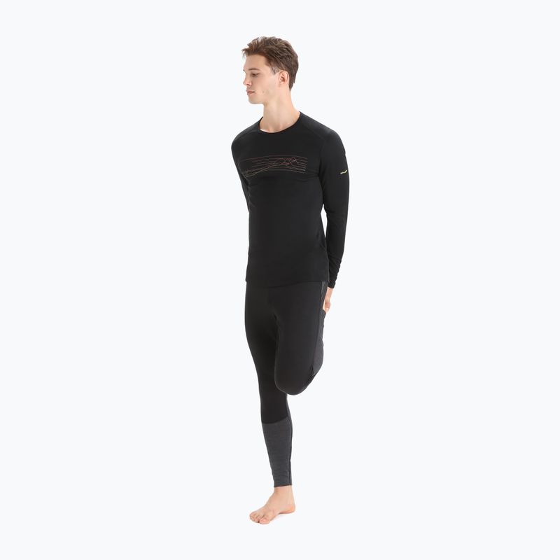 Icebreaker 200 Oasis Crewe Ski Stripes Herren Thermo-Sweatshirt schwarz 2