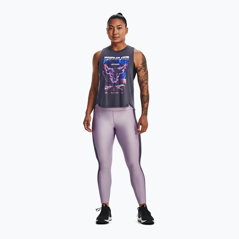 Damen-Trainingsleggings Under Armour Project Rock HG Ankle purple luxe 2