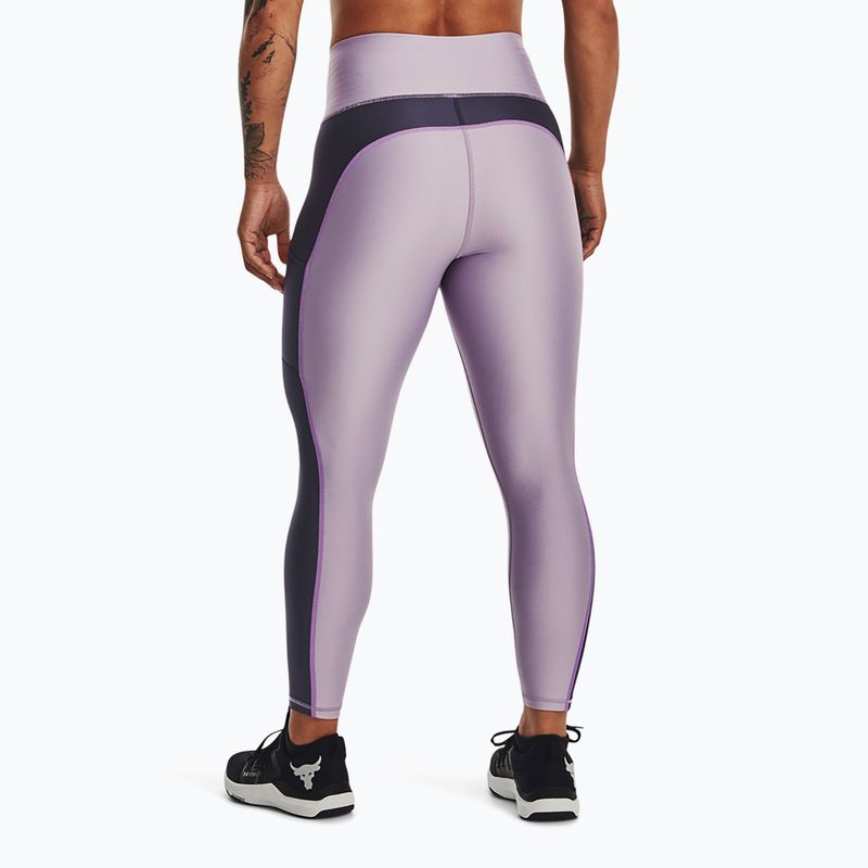Damen-Trainingsleggings Under Armour Project Rock HG Ankle purple luxe 3