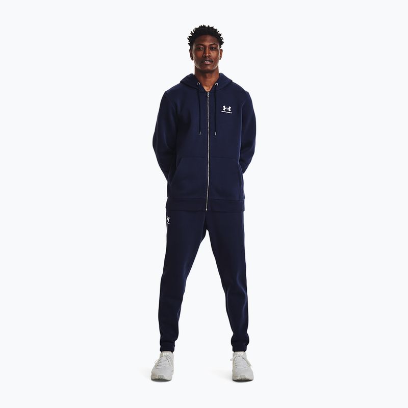 Hoodie Sweatshirt Herren Under Armour Essential Fleece FZ Hood midnight navy/white 2